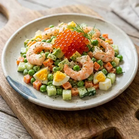 Insalata Olivier ai gamberi · 35 min, 607 kcal